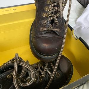 Mens Doc Martins. Brown leather worn a couple of times. Has a scuff on one toe.